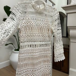 Crochet knit bridal white maxi midi dress Zimmerman Cult Gia lace gown portrait